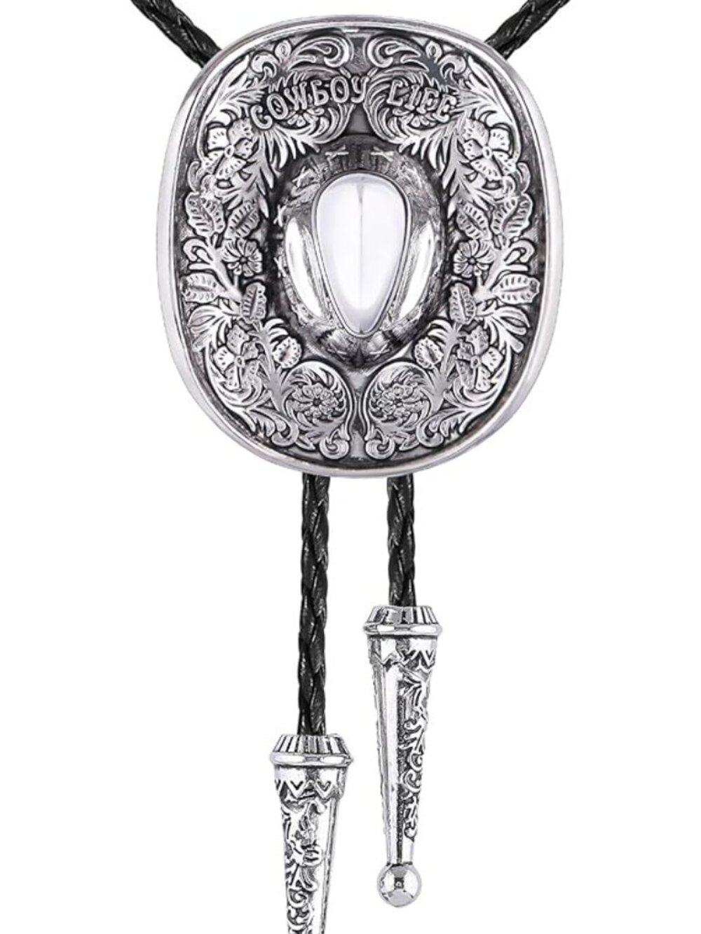 Cowboy Life Bolo Tie Silver Cowboy Hat Necktie Western Texas Rodeo NEW